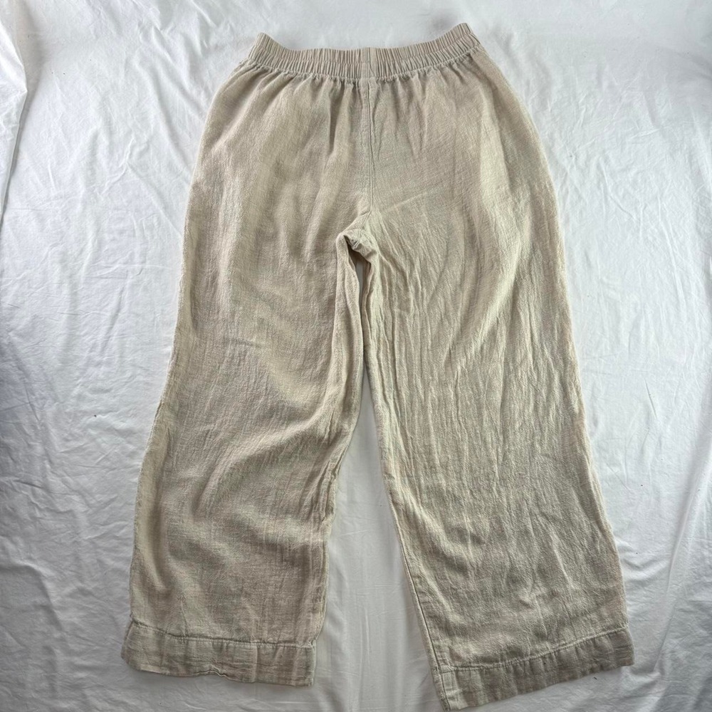 Old Navy Beige Super Wide Leg Linen Blend Pants Womens S Old Money Beach Resort - Picture 2 of 8